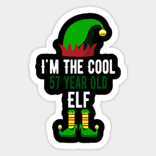 I'm The Cool 57 Year Old Elf Christmas Party Sticker